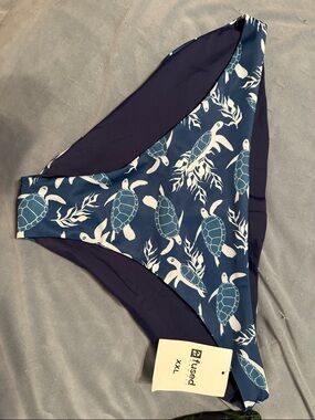 Fused Navy Turtle Print Bikini Bottom - Women's